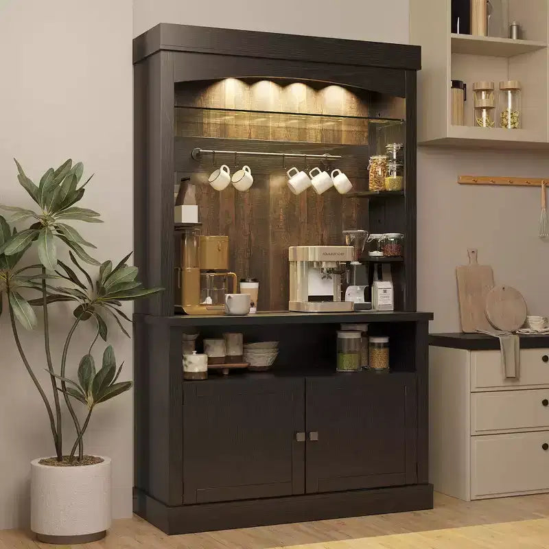 Mobile credenza da bar con dispensa stile rustico da 183 cm | 5 colori