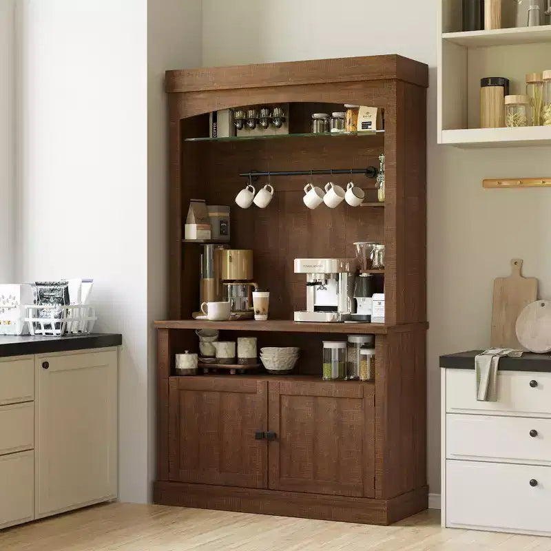 Mobile credenza da bar con dispensa stile rustico da 183 cm | 5 colori