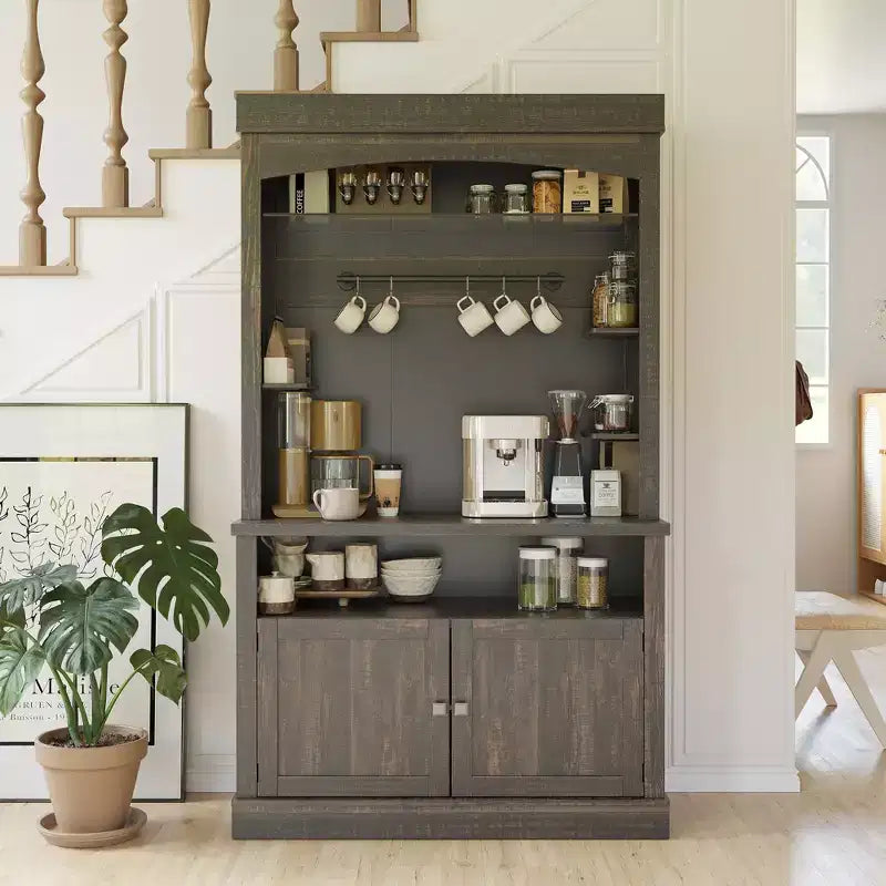 Mobile credenza da bar con dispensa stile rustico da 183 cm | 5 colori
