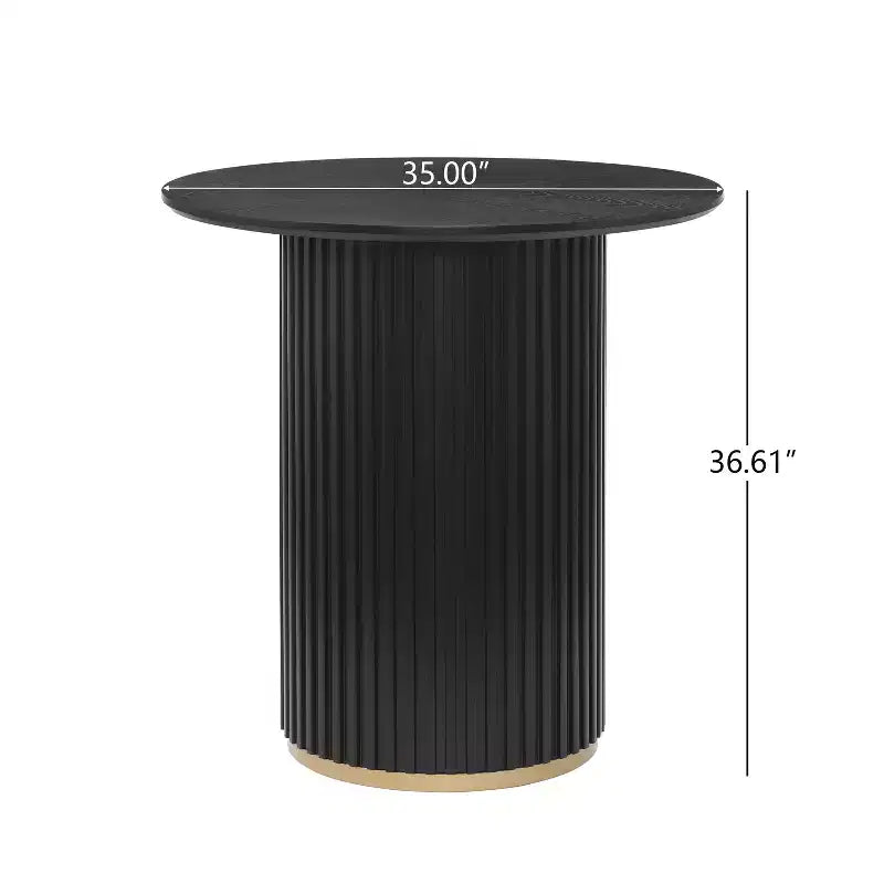 Tavolo da pranzo rotondo altezza bancone, nero / frassino chiaro / noce, 4 posti a sedere