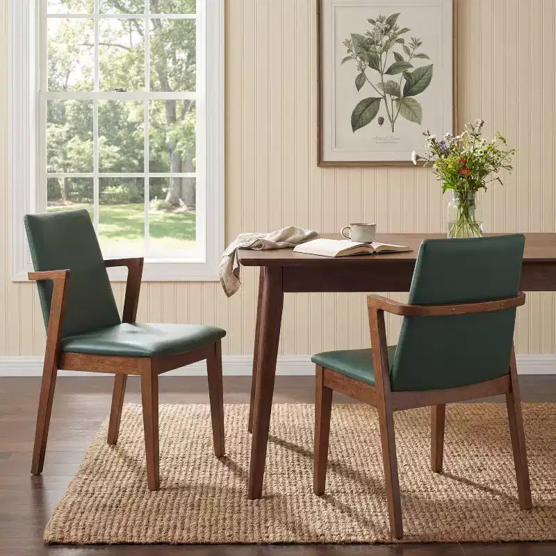 Sedie da pranzo moderne in similpelle noce e beige, set da 2
