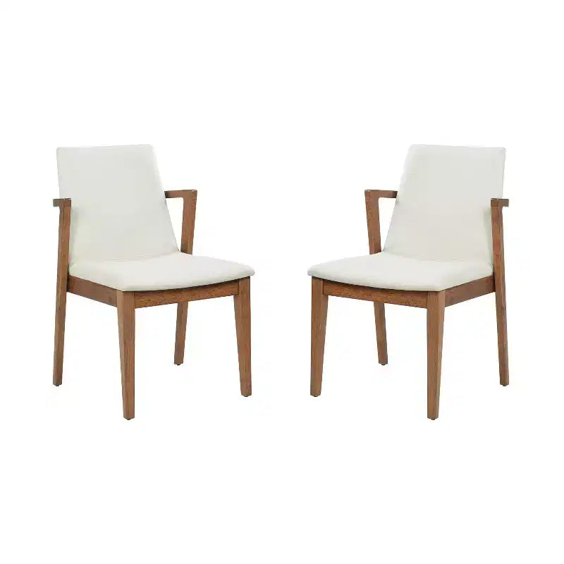 Sedie da pranzo moderne in similpelle noce e beige, set da 2