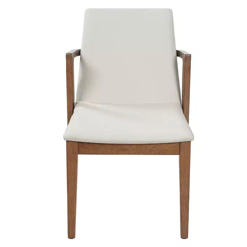 Sedie da pranzo moderne in similpelle noce e beige, set da 2