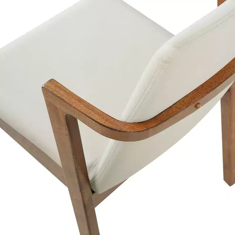 Sedie da pranzo moderne in similpelle noce e beige, set da 2