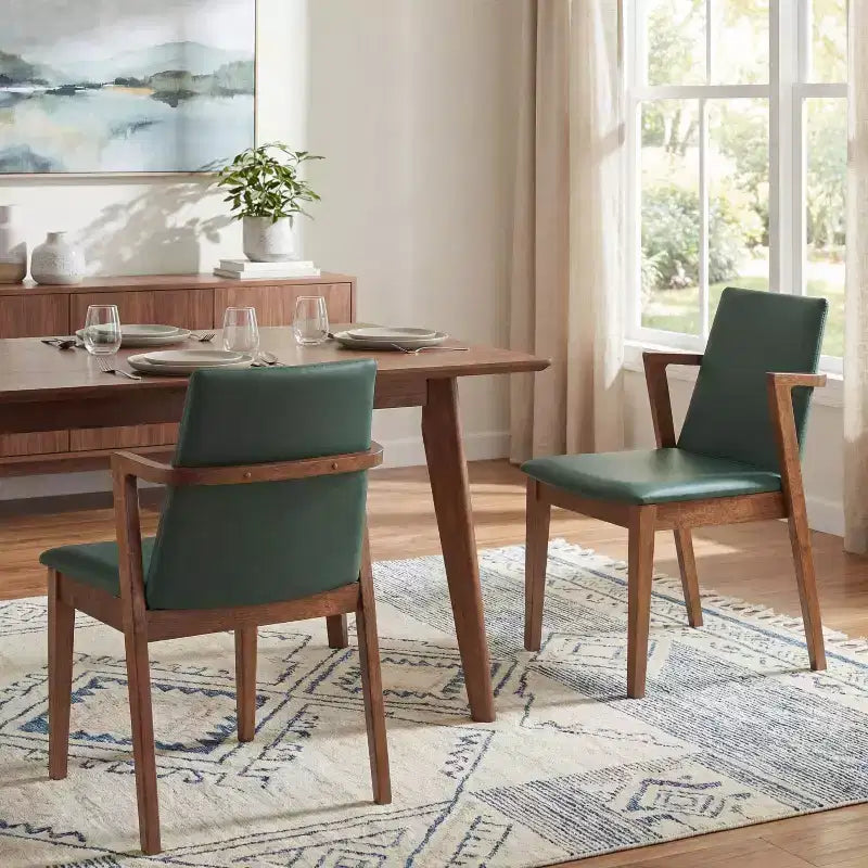 Sedie da pranzo moderne in similpelle noce e beige, set da 2