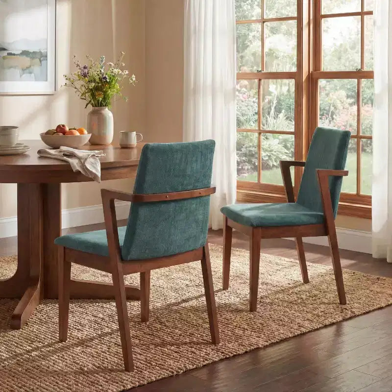 Sedie da pranzo moderne in similpelle noce e beige, set da 2