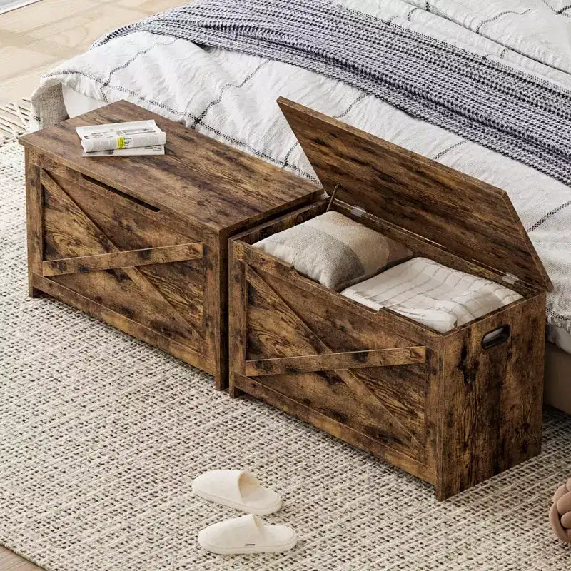 Panca contenitore bianca con coperchio sollevabile, 1 posto, MDF, 76 cm L