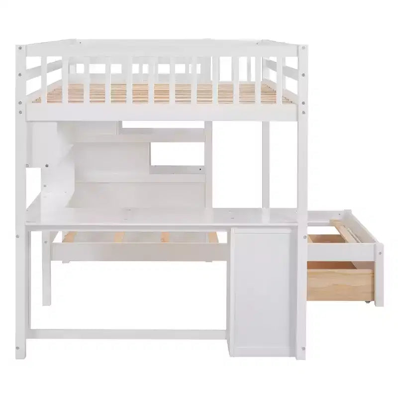 Luxystar Letto a castello moderno completo su letto singolo con scrivania, 8 cassetti e librerie