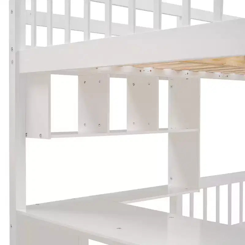 Luxystar Letto a castello moderno completo su letto singolo con scrivania, 8 cassetti e librerie