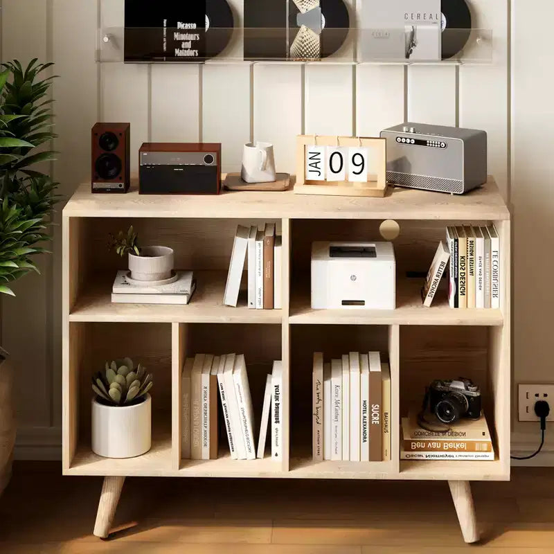 Mobile Porta Giradischi da 39,5" con Stazione di Ricarica, Contiene Oltre 350 Vinili, Mobile Moderno in Legno con Ripiani Aperti, per Soggiorno/Ufficio