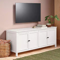 Mobile TV bianco con ante e ripiani, per TV fino a 65"