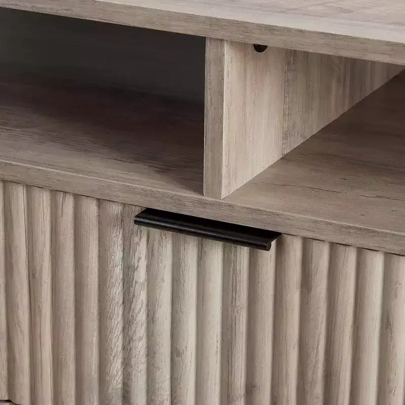 Mobile TV da 63" per TV fino a 60", Grigio Rustico, Stile Moderno di Metà Secolo