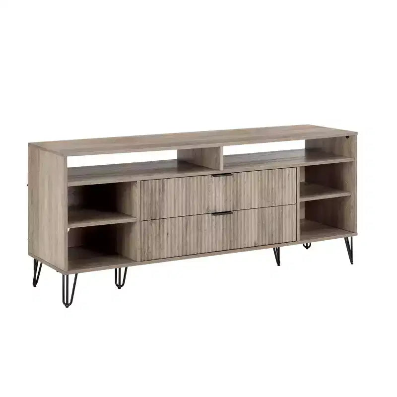 Mobile TV da 63" per TV fino a 60", Grigio Rustico, Stile Moderno di Metà Secolo