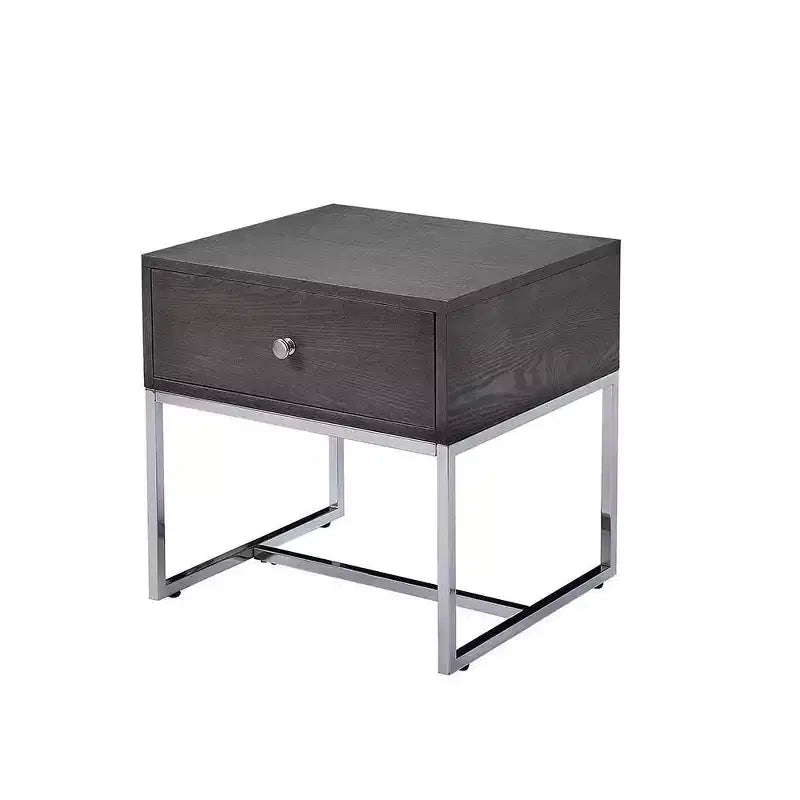 Acme Furniture Iban Accent Table Gray Oak/Chrome Finish