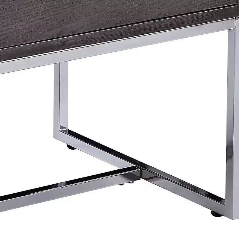 Tavolino Quadrato Grigio Rovere e Cromo per 1