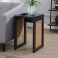 Tavolino Laterale Intrecciato Nero e Beige, Quadrato, 1 Persona