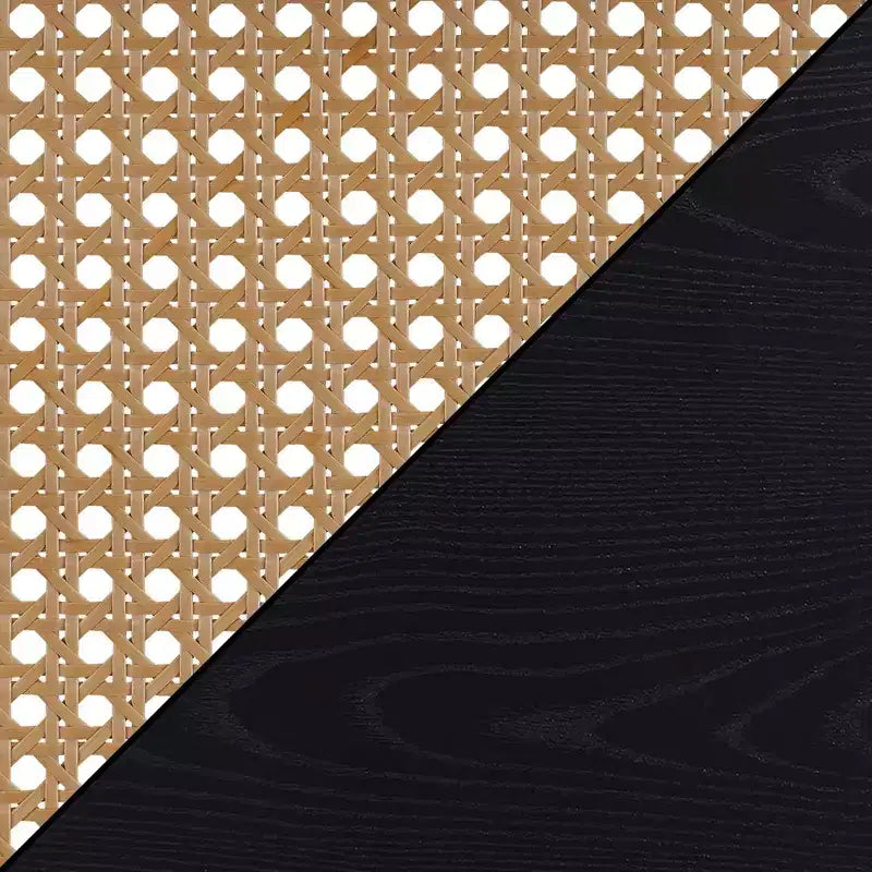 Tavolino Laterale Intrecciato Nero e Beige, Quadrato, 1 Persona
