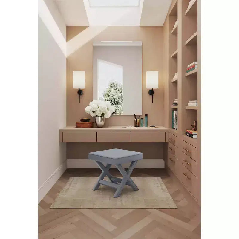 Pouf in Velluto Grigio/Verde a Quadrato, Posto Singolo