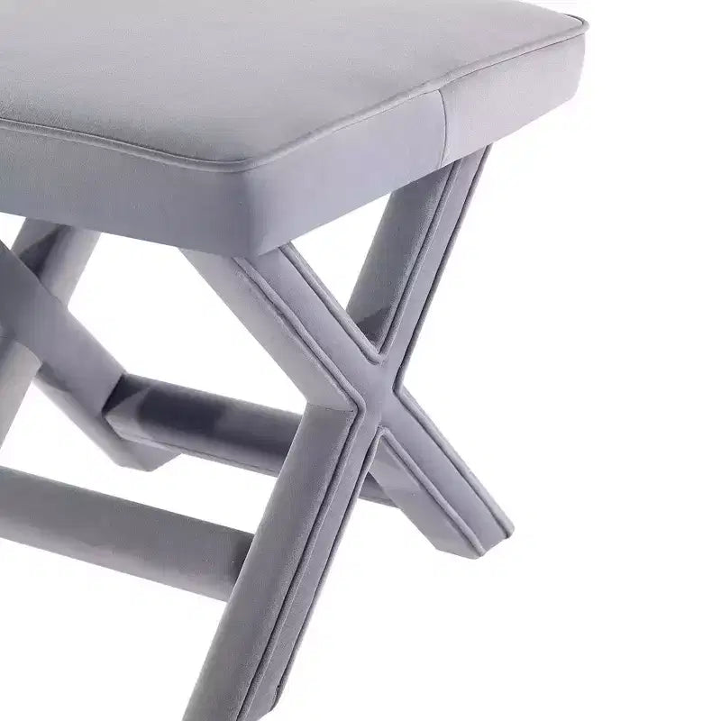 Pouf in Velluto Grigio/Verde a Quadrato, Posto Singolo