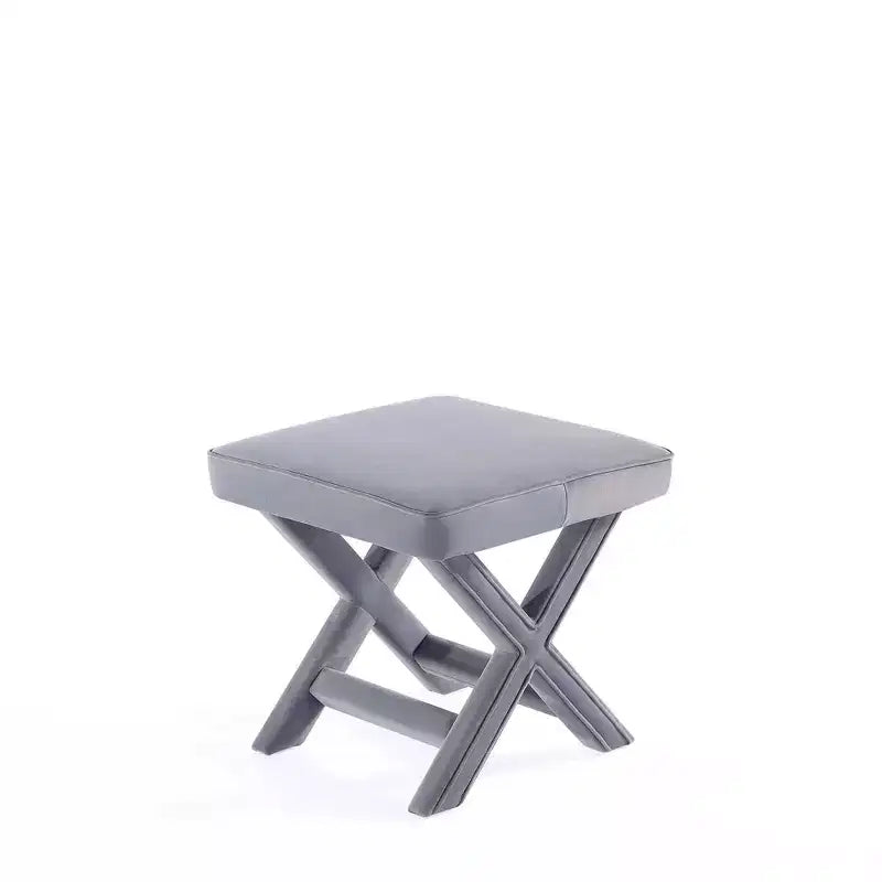 Pouf in Velluto Grigio/Verde a Quadrato, Posto Singolo