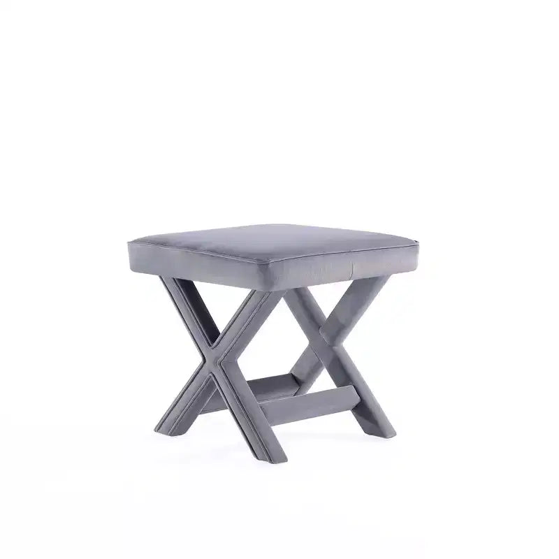 Pouf in Velluto Grigio/Verde a Quadrato, Posto Singolo