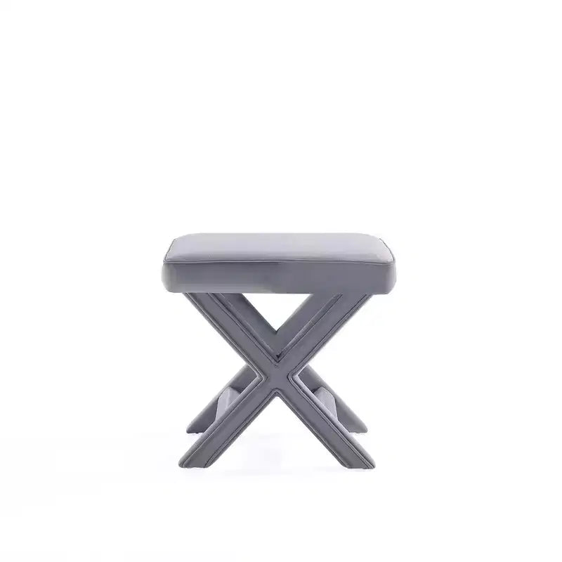 Pouf in Velluto Grigio/Verde a Quadrato, Posto Singolo