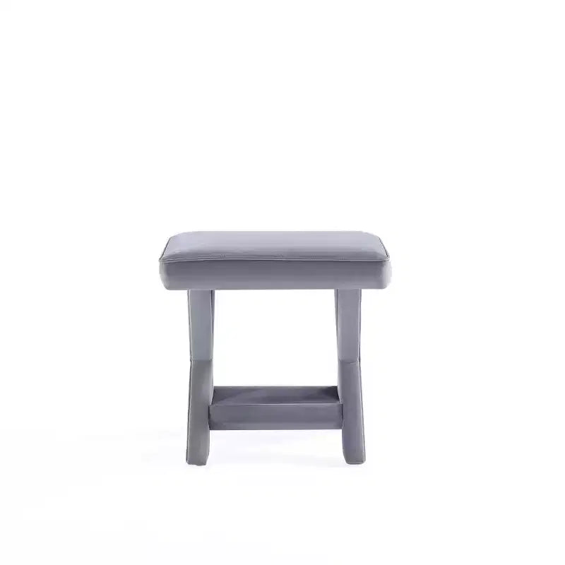Pouf in Velluto Grigio/Verde a Quadrato, Posto Singolo