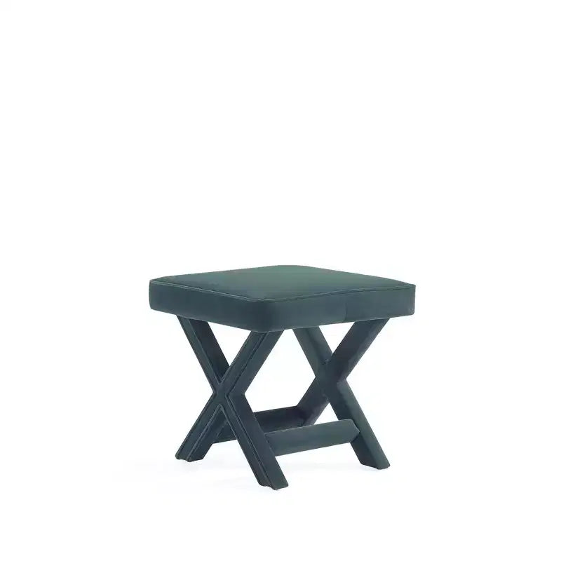 Pouf in Velluto Grigio/Verde a Quadrato, Posto Singolo