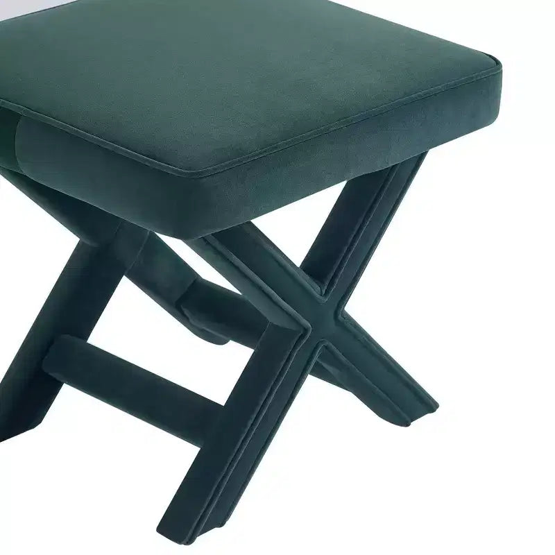 Pouf in Velluto Grigio/Verde a Quadrato, Posto Singolo