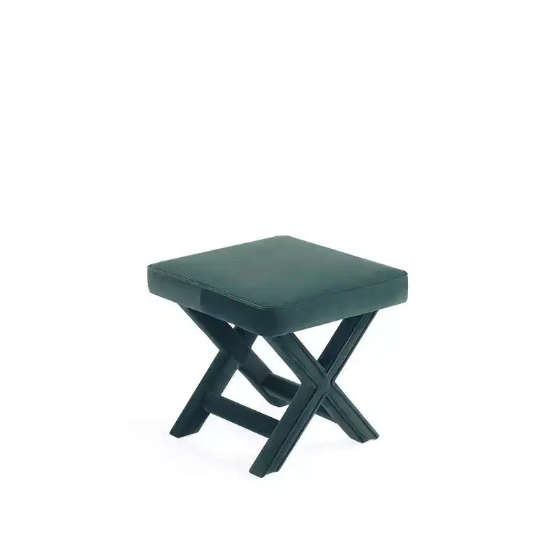 Pouf in Velluto Grigio/Verde a Quadrato, Posto Singolo