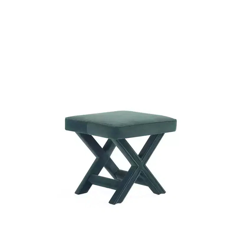 Pouf in Velluto Grigio/Verde a Quadrato, Posto Singolo