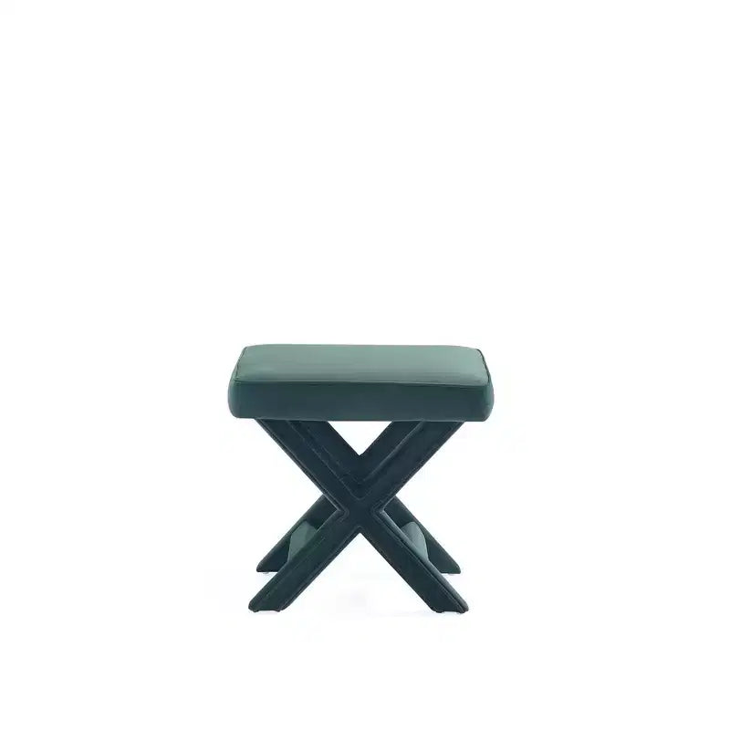 Pouf in Velluto Grigio/Verde a Quadrato, Posto Singolo