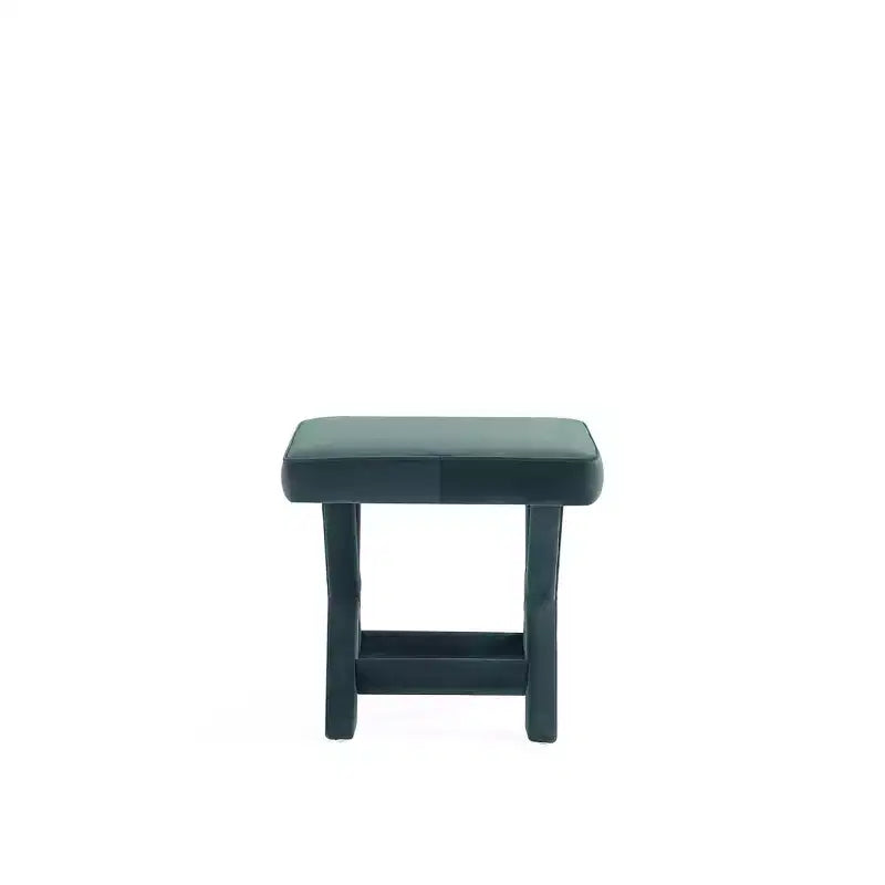 Pouf in Velluto Grigio/Verde a Quadrato, Posto Singolo