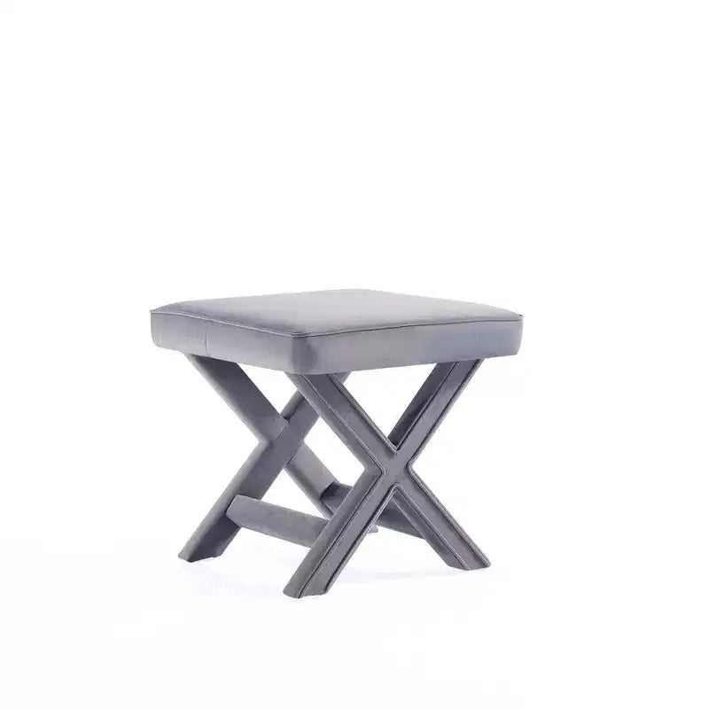 Pouf in Velluto Grigio/Verde a Quadrato, Posto Singolo