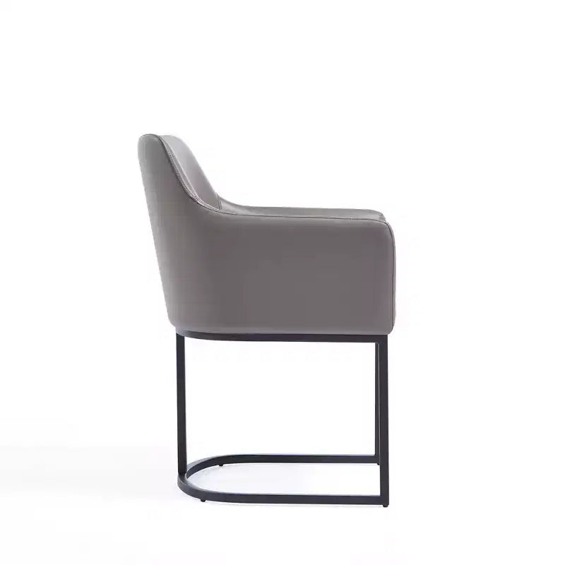 Sedia da pranzo imbottita in similpelle con braccioli, seduta singola – Crema / Grigio / Grigio chiaro