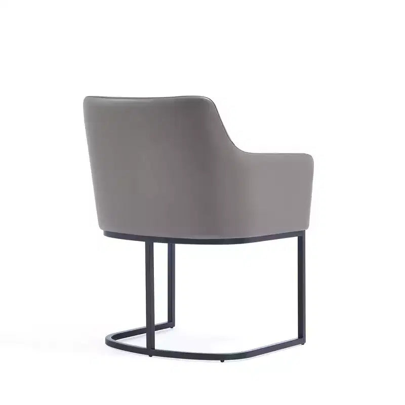 Sedia da pranzo imbottita in similpelle con braccioli, seduta singola – Crema / Grigio / Grigio chiaro