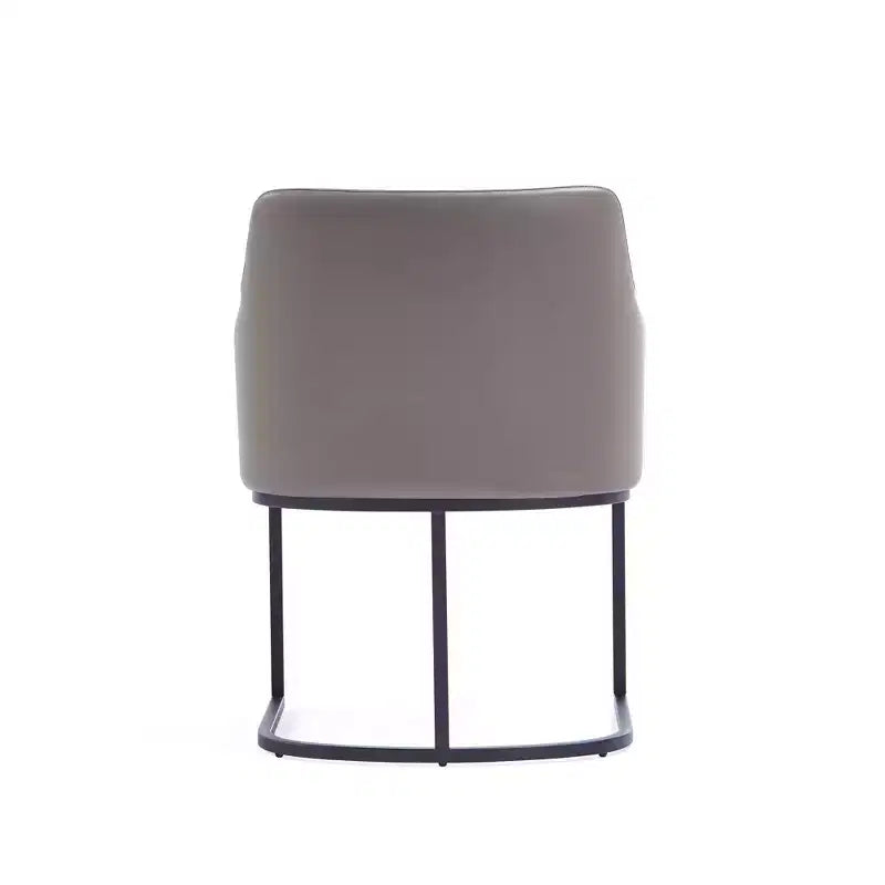 Sedia da pranzo imbottita in similpelle con braccioli, seduta singola – Crema / Grigio / Grigio chiaro