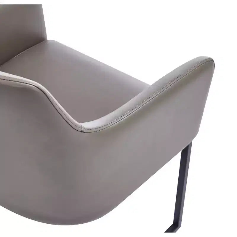 Sedia da pranzo imbottita in similpelle con braccioli, seduta singola – Crema / Grigio / Grigio chiaro