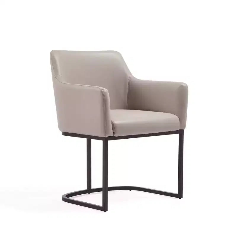 Sedia da pranzo imbottita in similpelle con braccioli, seduta singola – Crema / Grigio / Grigio chiaro