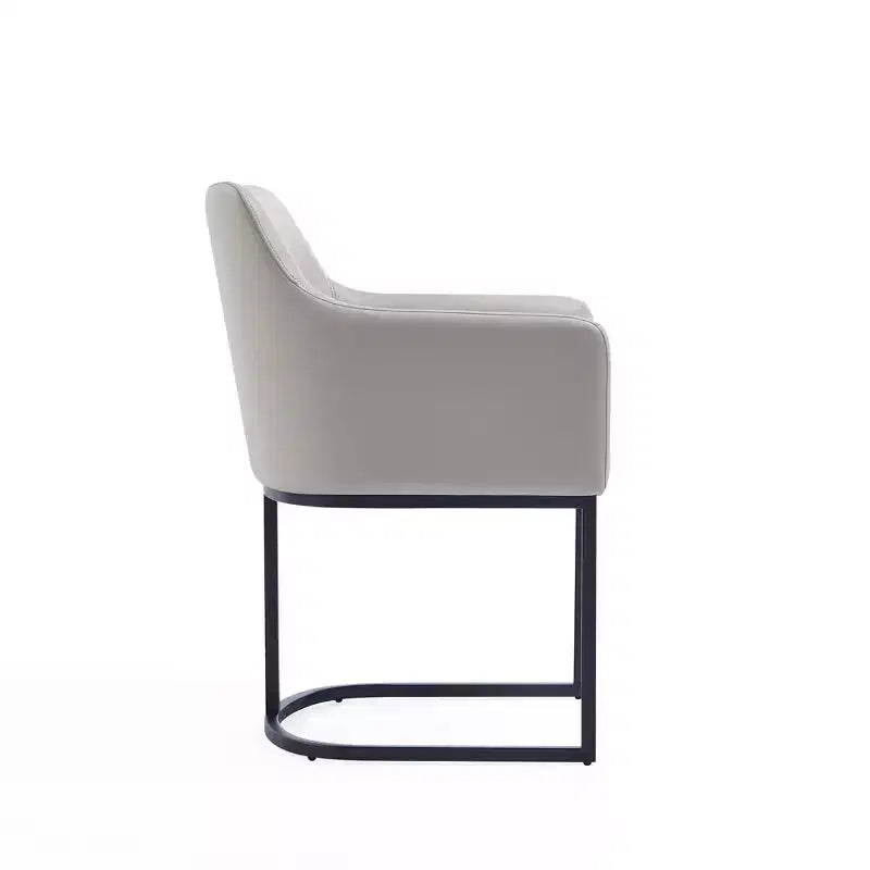Sedia da pranzo imbottita in similpelle con braccioli, seduta singola – Crema / Grigio / Grigio chiaro