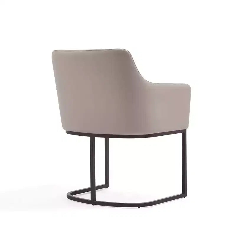 Sedia da pranzo imbottita in similpelle con braccioli, seduta singola – Crema / Grigio / Grigio chiaro