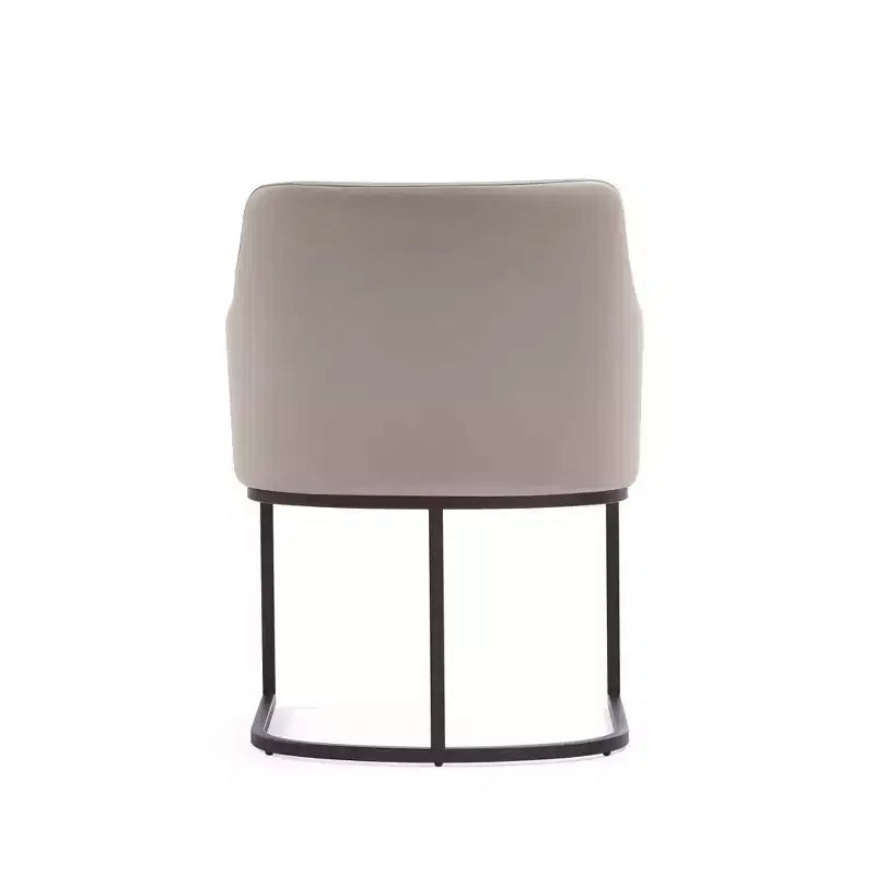 Sedia da pranzo imbottita in similpelle con braccioli, seduta singola – Crema / Grigio / Grigio chiaro