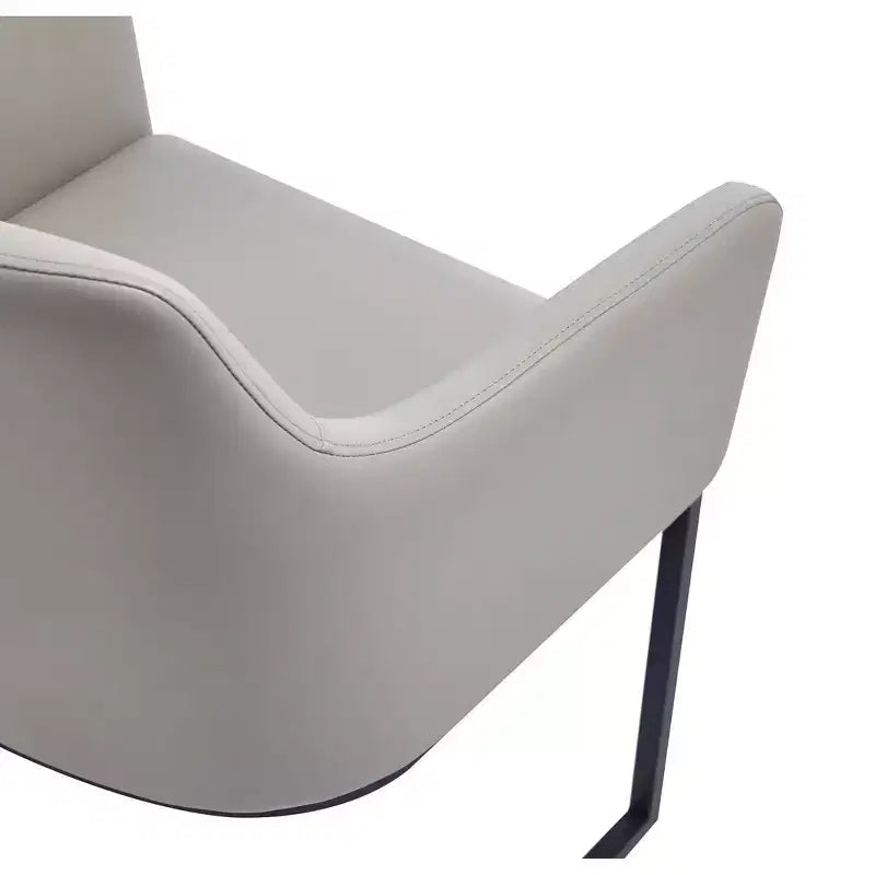 Sedia da pranzo imbottita in similpelle con braccioli, seduta singola – Crema / Grigio / Grigio chiaro