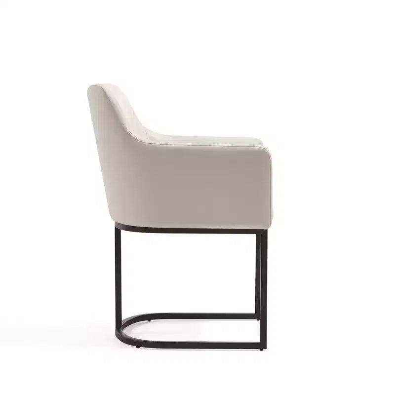 Sedia da pranzo imbottita in similpelle con braccioli, seduta singola – Crema / Grigio / Grigio chiaro