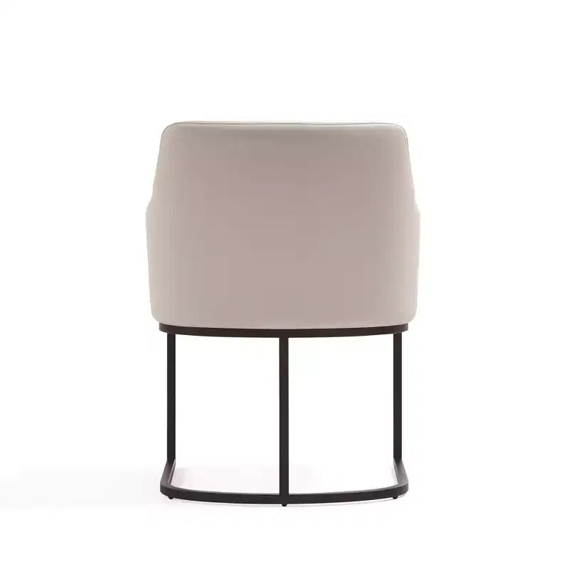 Sedia da pranzo imbottita in similpelle con braccioli, seduta singola – Crema / Grigio / Grigio chiaro