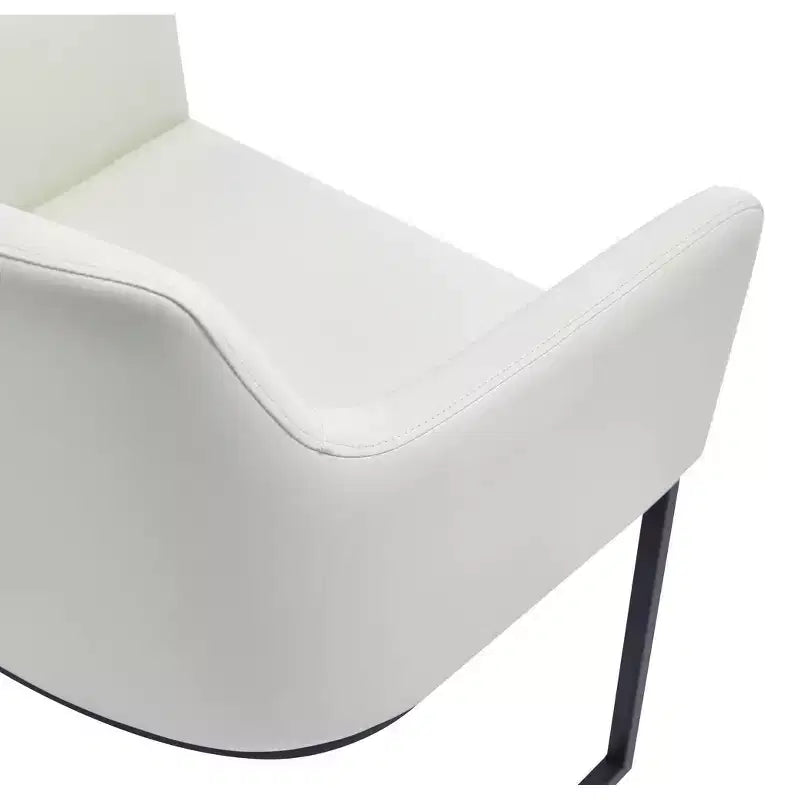 Sedia da pranzo imbottita in similpelle con braccioli, seduta singola – Crema / Grigio / Grigio chiaro