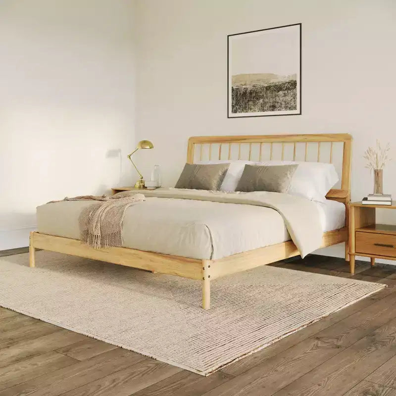 Testata letto a fuso in pino nero/caramello/naturale, King, 2 persone