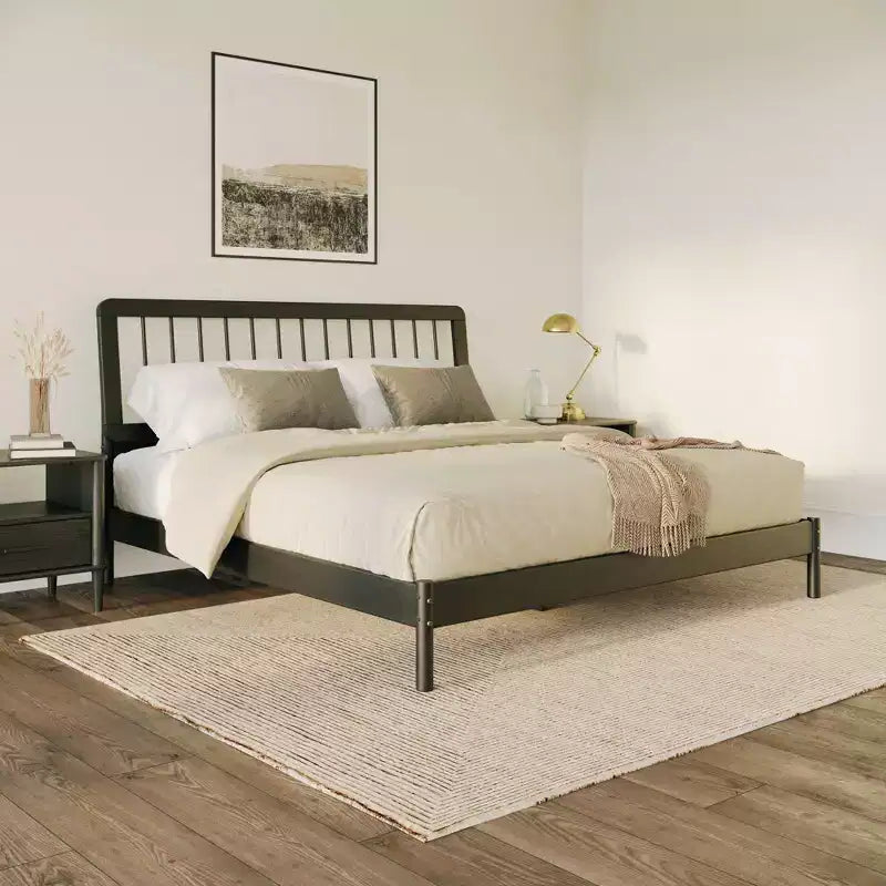 Testata letto a fuso in pino nero/caramello/naturale, King, 2 persone