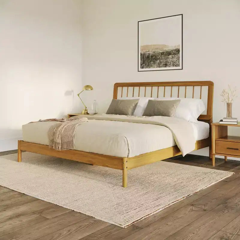 Testata letto a fuso in pino nero/caramello/naturale, King, 2 persone