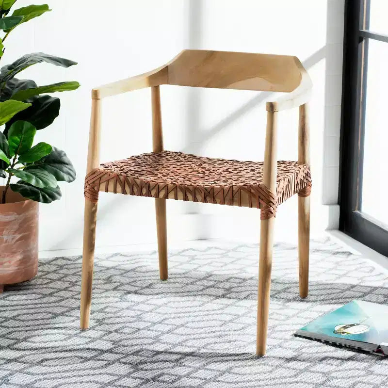 Poltrona d'accento in pelle intrecciata – Seduta singola, colori multipli